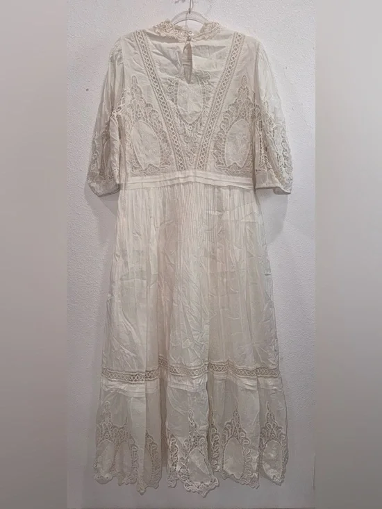 NEW | Forever That Girl Anthropologie Mock-Neck Lace Maxi Dress Sz: L Petite - Picture 5 of 14